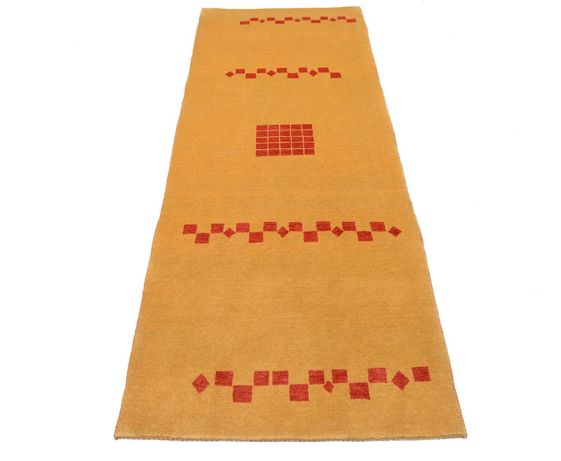 Tapis de couloir Tapis Gabbeh - Loribaft Persan - 241 x 87 cm - jaune moutarde