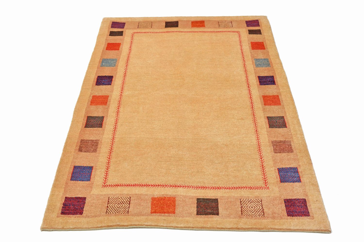 Tapis Gabbeh - Loribaft Persan - 158 x 104 cm - jaune