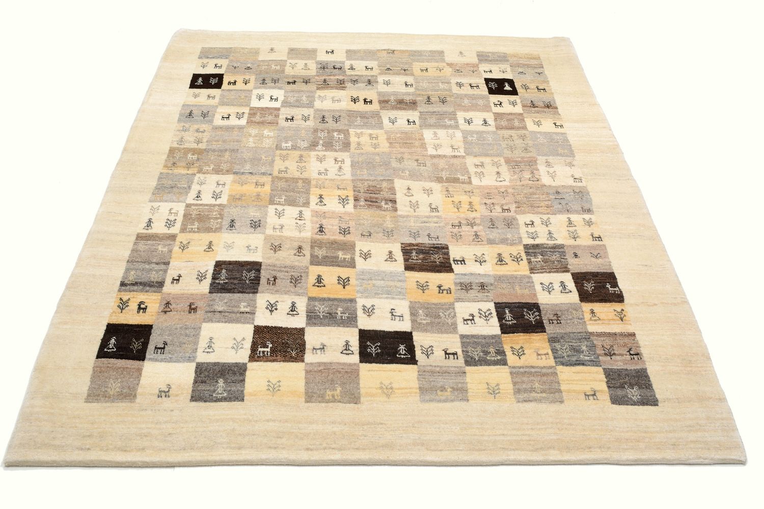 Tapis Gabbeh - Loribaft Persan - 191 x 154 cm - marron clair