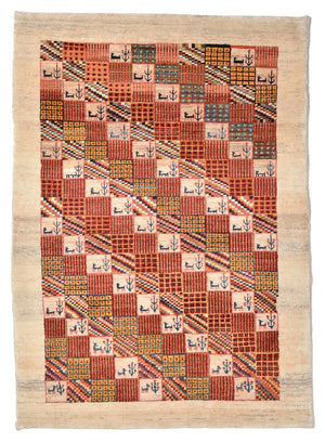 Tapis Gabbeh - Loribaft Persan - 142 x 101 cm - rouge