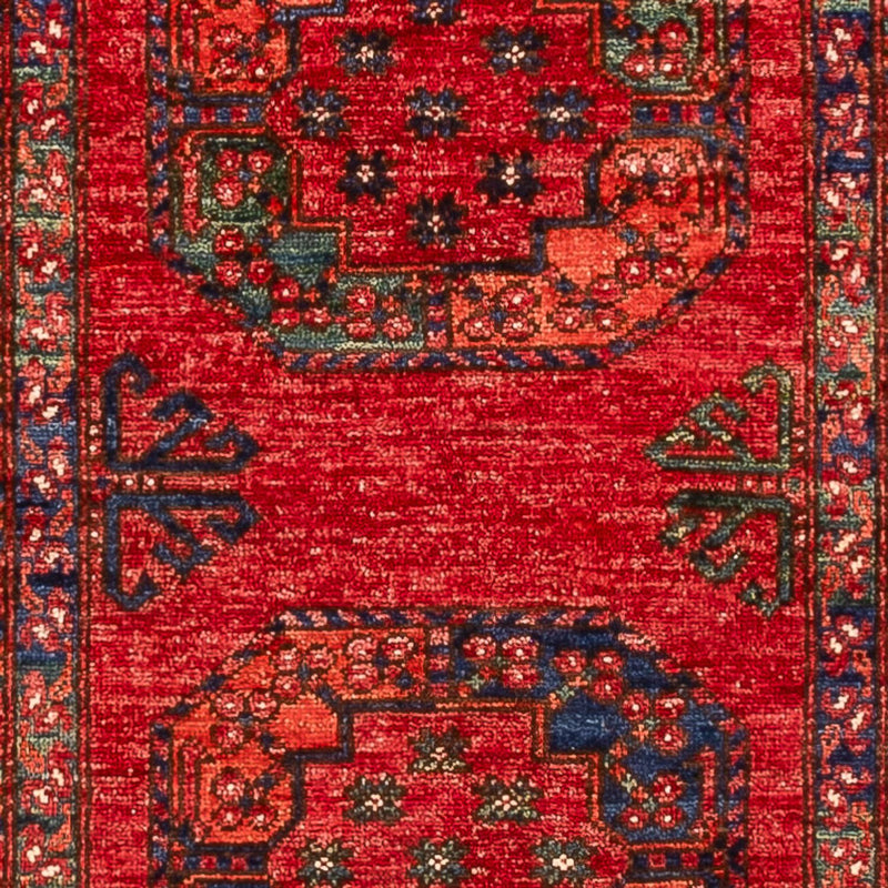 Tapis de couloir Tapis afghan - 395 x 75 cm - rouge