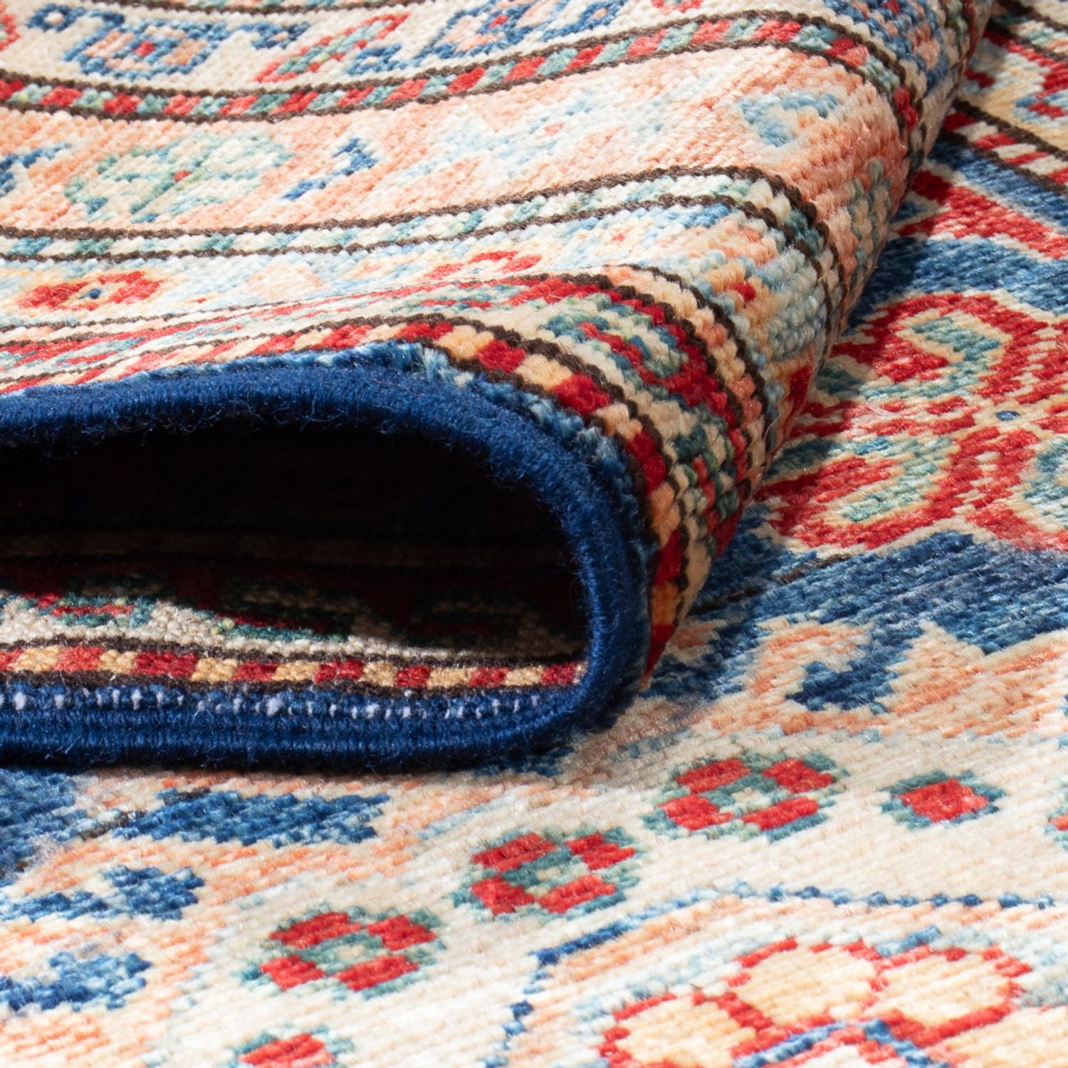 Tapis de couloir Tapis Ziegler - Kazak - 304 x 80 cm - bleu foncé