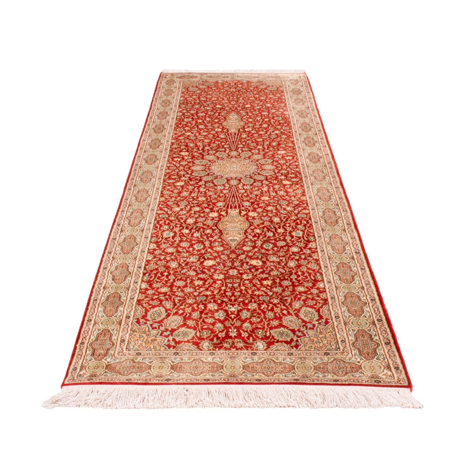 Läufer Seiden - Kaschmir Seide - 251 x 79 cm - rot