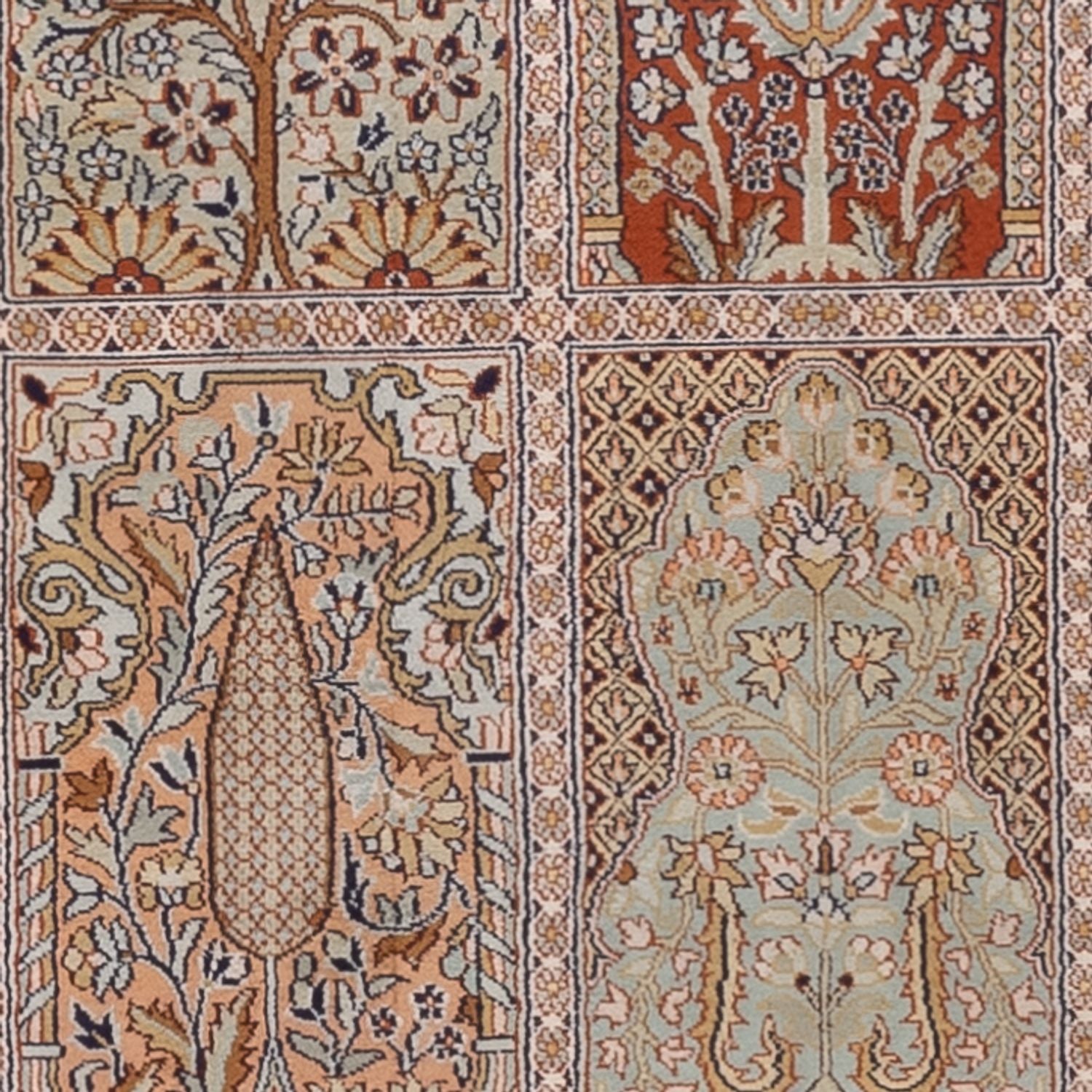 Tapis de couloir Tapis en soie - Soie du Cachemire - 296 x 78 cm - beige foncé