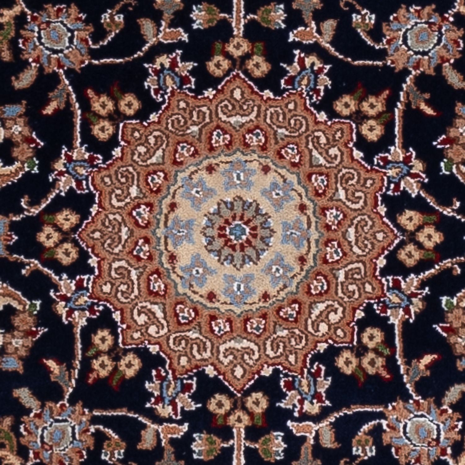Tapis de couloir Tapis oriental - Nain - Indus - 253 x 81 cm - bleu foncé