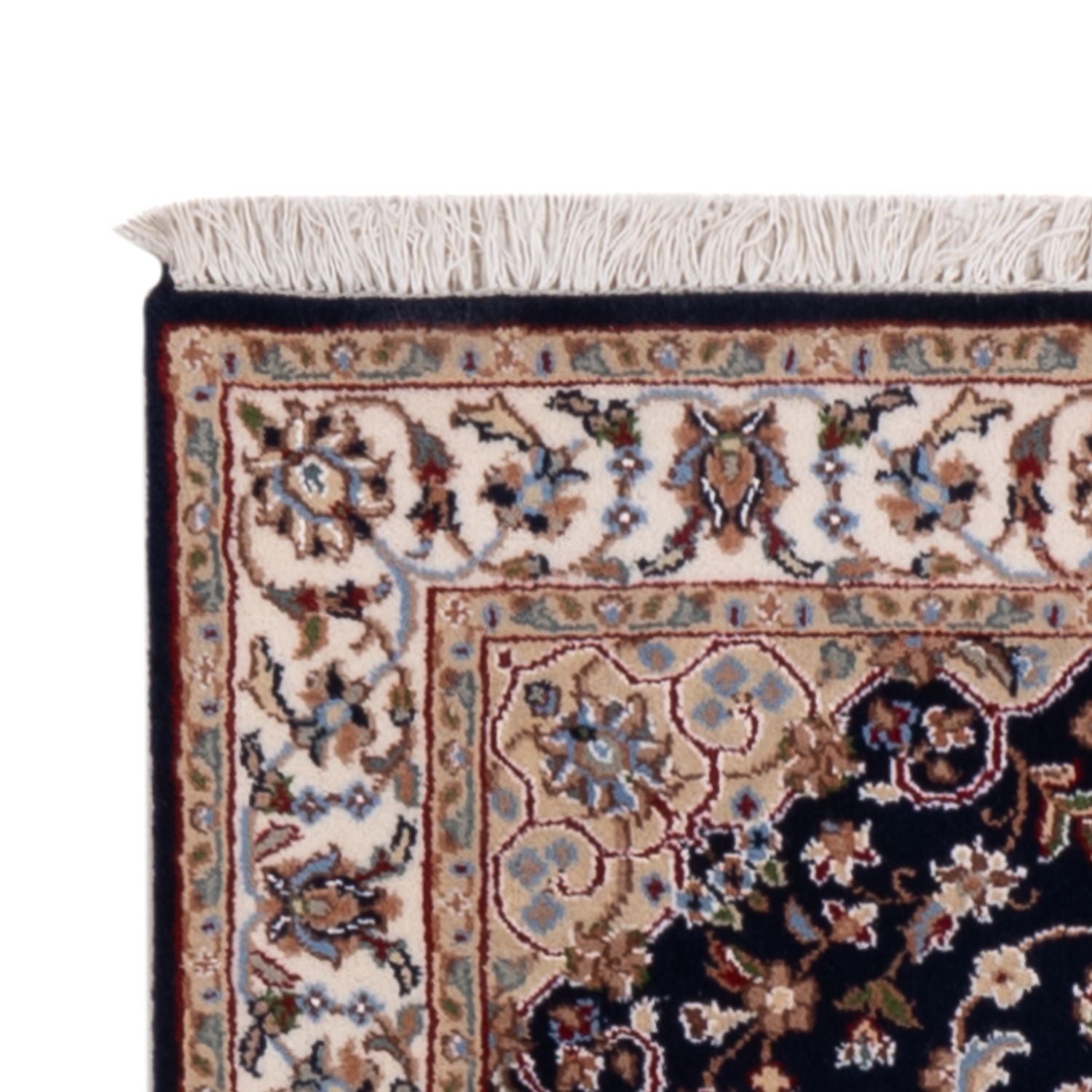 Tapis de couloir Tapis oriental - Nain - Indus - 253 x 81 cm - bleu foncé