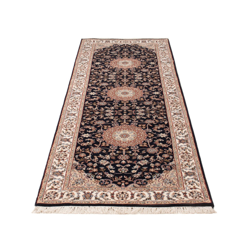 Tapis de couloir Tapis oriental - Nain - Indus - 253 x 81 cm - bleu foncé