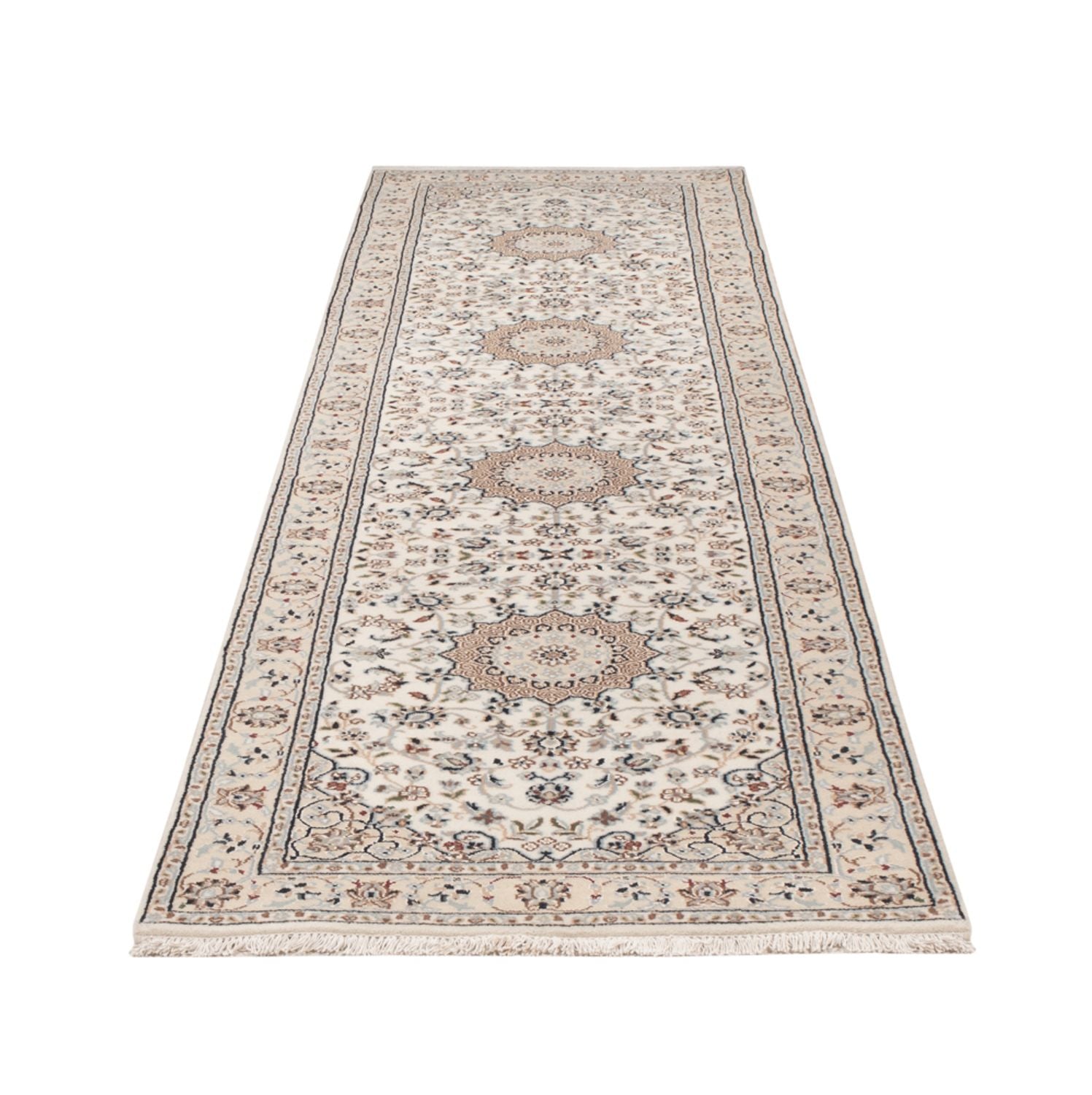 Tapis de couloir Tapis oriental - Nain - Indus - 307 x 80 cm - beige