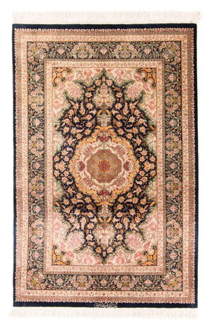 Tapis en soie - Ghom soie - Premium - 152 x 102 cm - bleu foncé