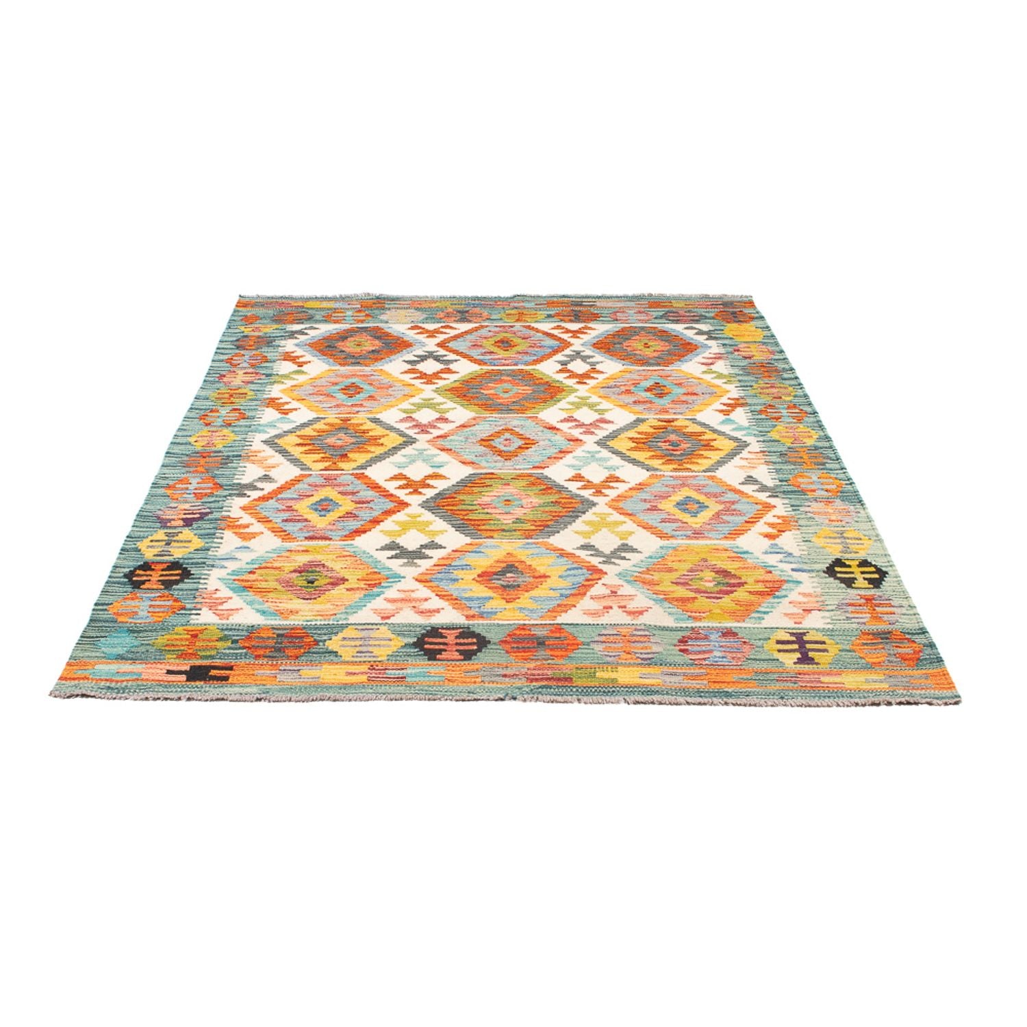 Tapis Kelim - Splash - 182 x 126 cm - multicolore