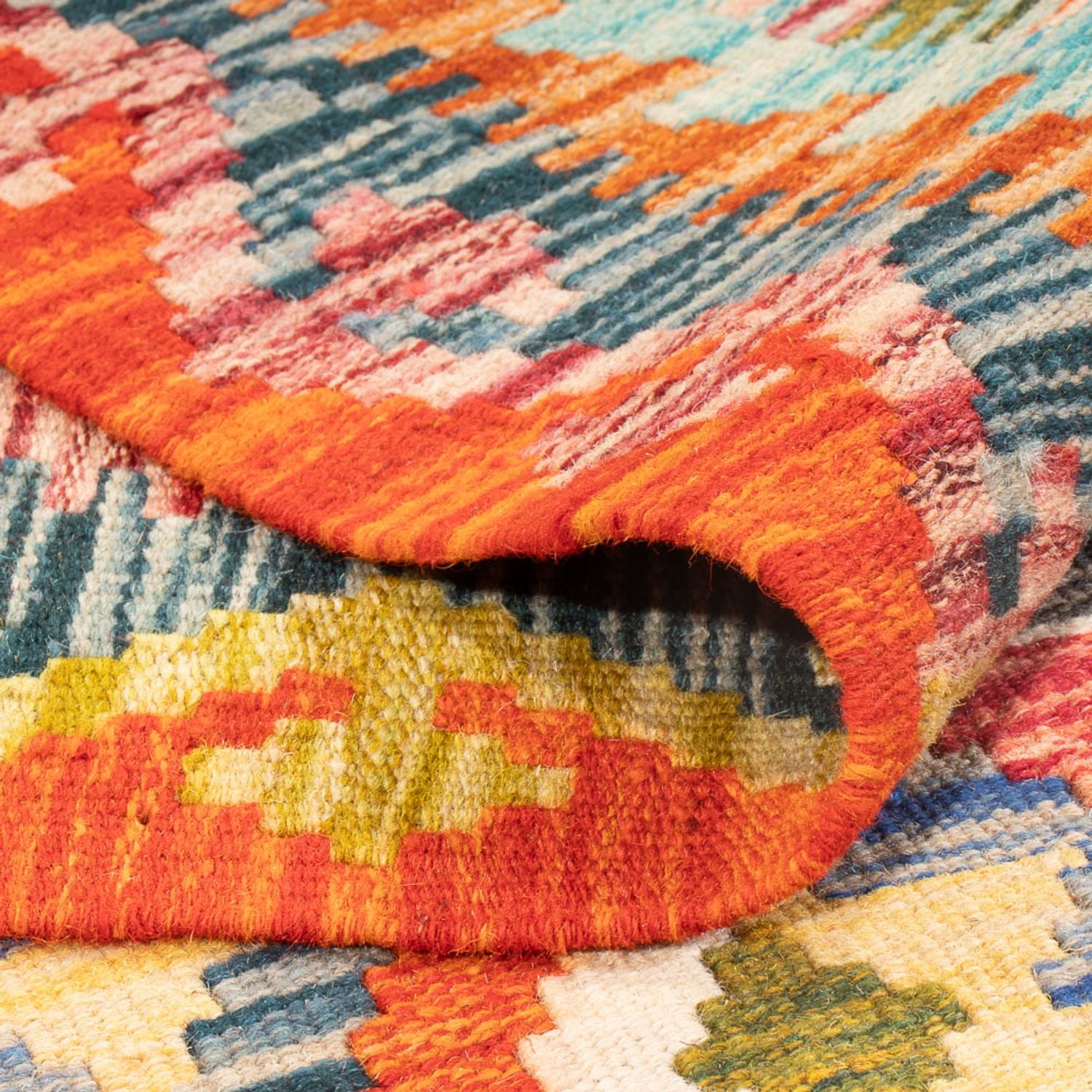 Tapis Kelim - Splash - 197 x 162 cm - multicolore