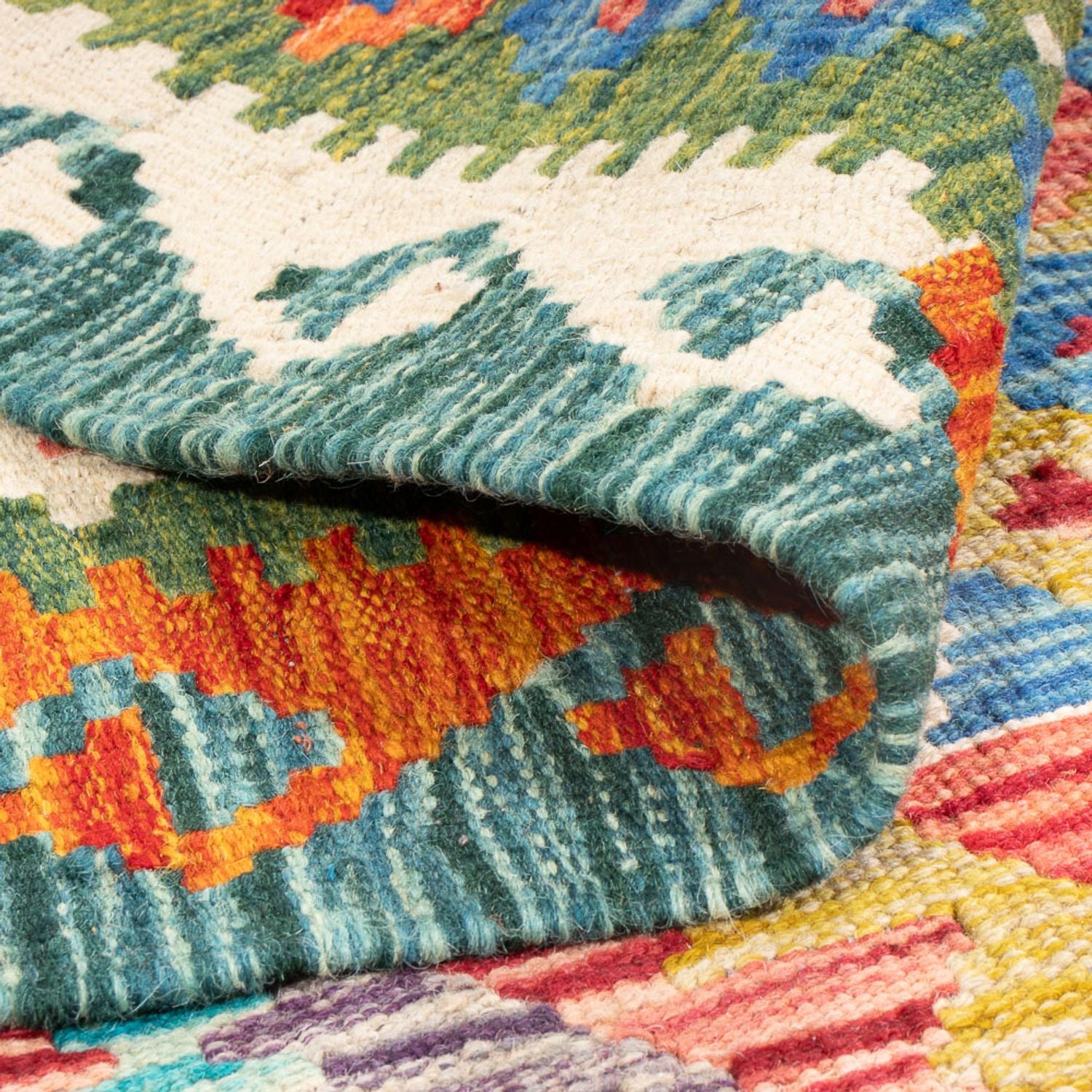 Tapis Kelim - Splash - 196 x 152 cm - multicolore