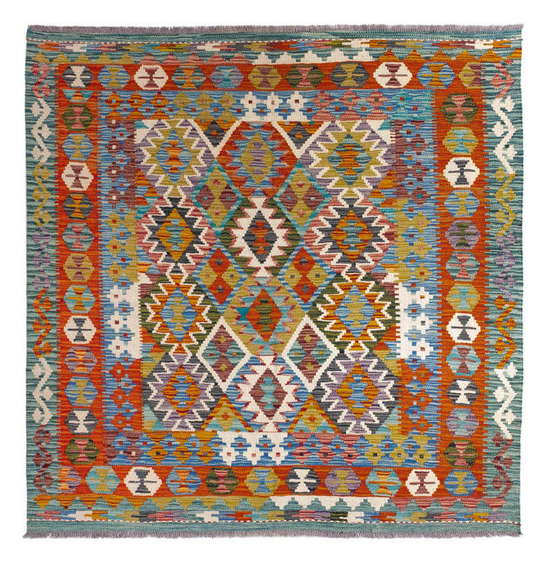 Tapis Kelim - Splash carré  - 154 x 152 cm - multicolore
