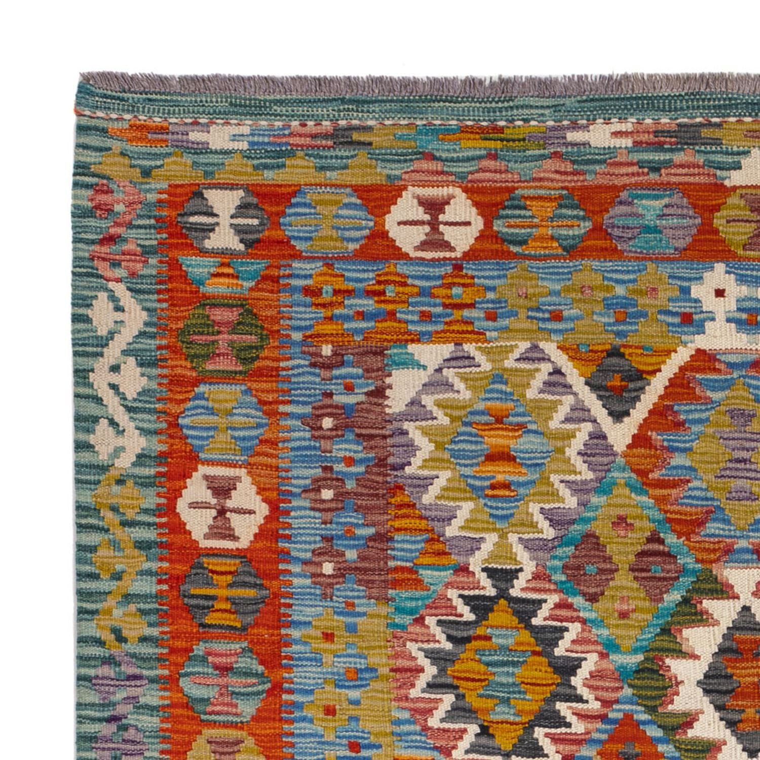 Tapis Kelim - Splash carré  - 154 x 152 cm - multicolore