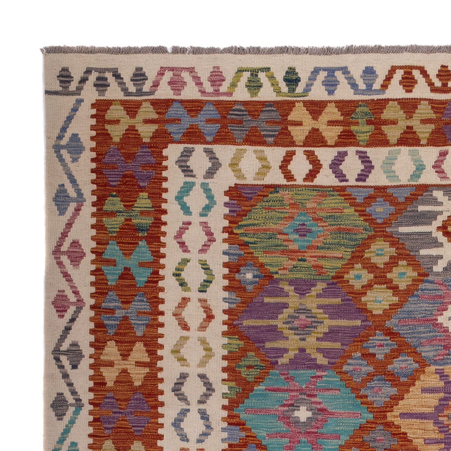 Tapis Kelim - Splash - 247 x 195 cm - multicolore