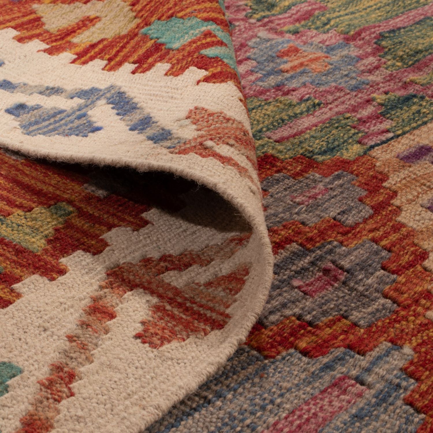 Tapis Kelim - Splash - 247 x 195 cm - multicolore