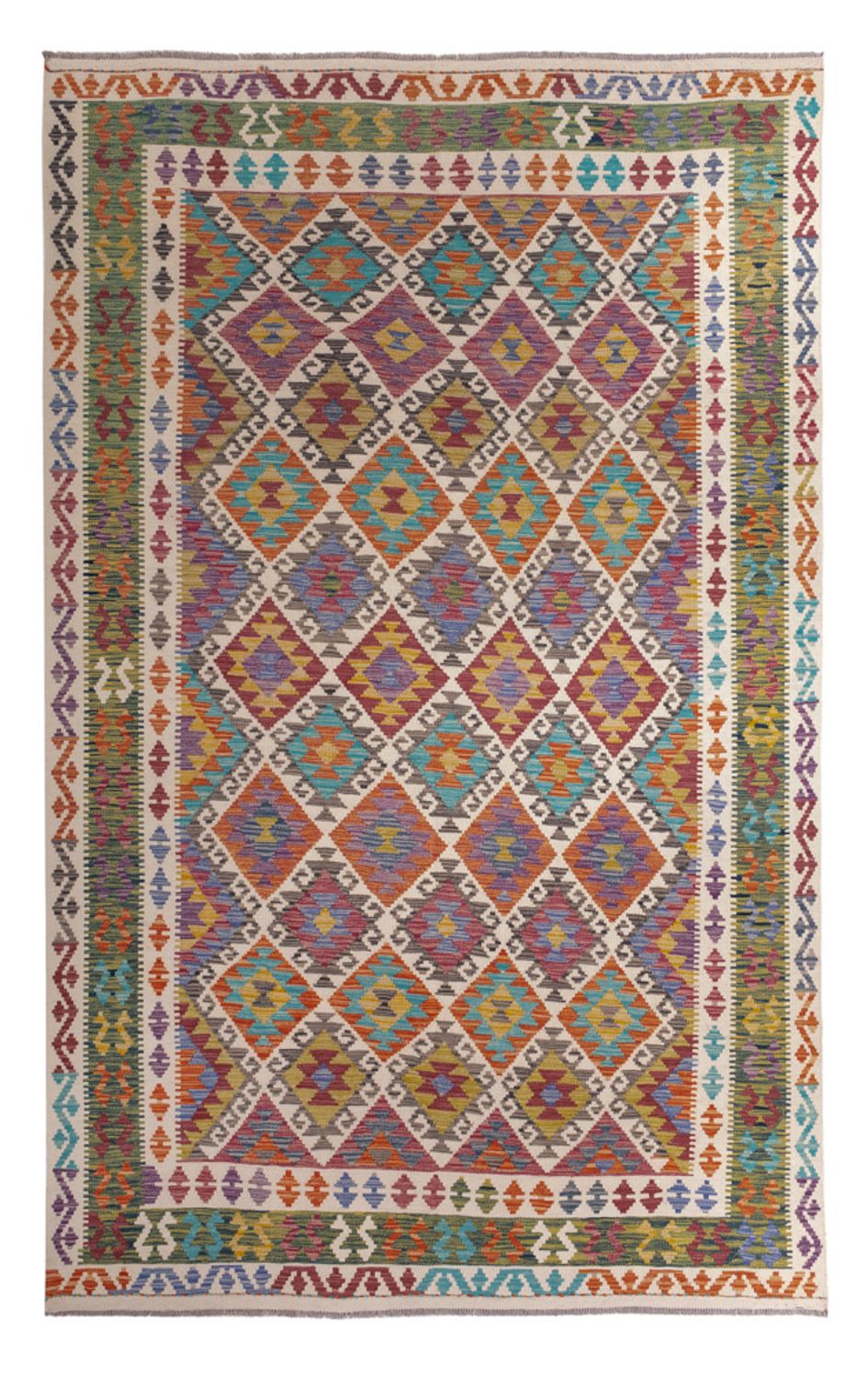 Tapis Kelim - Splash - 305 x 196 cm - multicolore