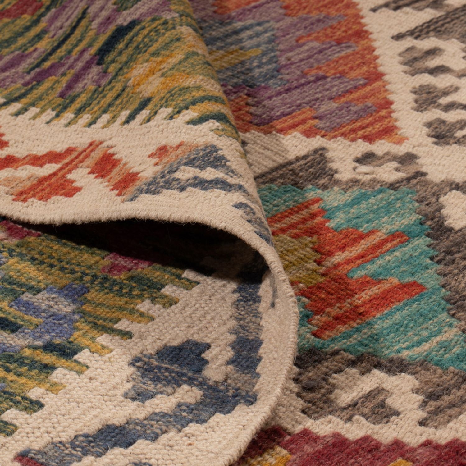 Tapis Kelim - Splash - 305 x 196 cm - multicolore