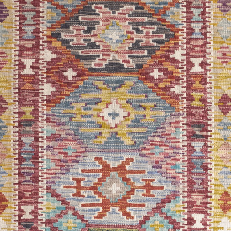 Tapis de couloir Tapis Kelim - Splash - 201 x 94 cm - multicolore
