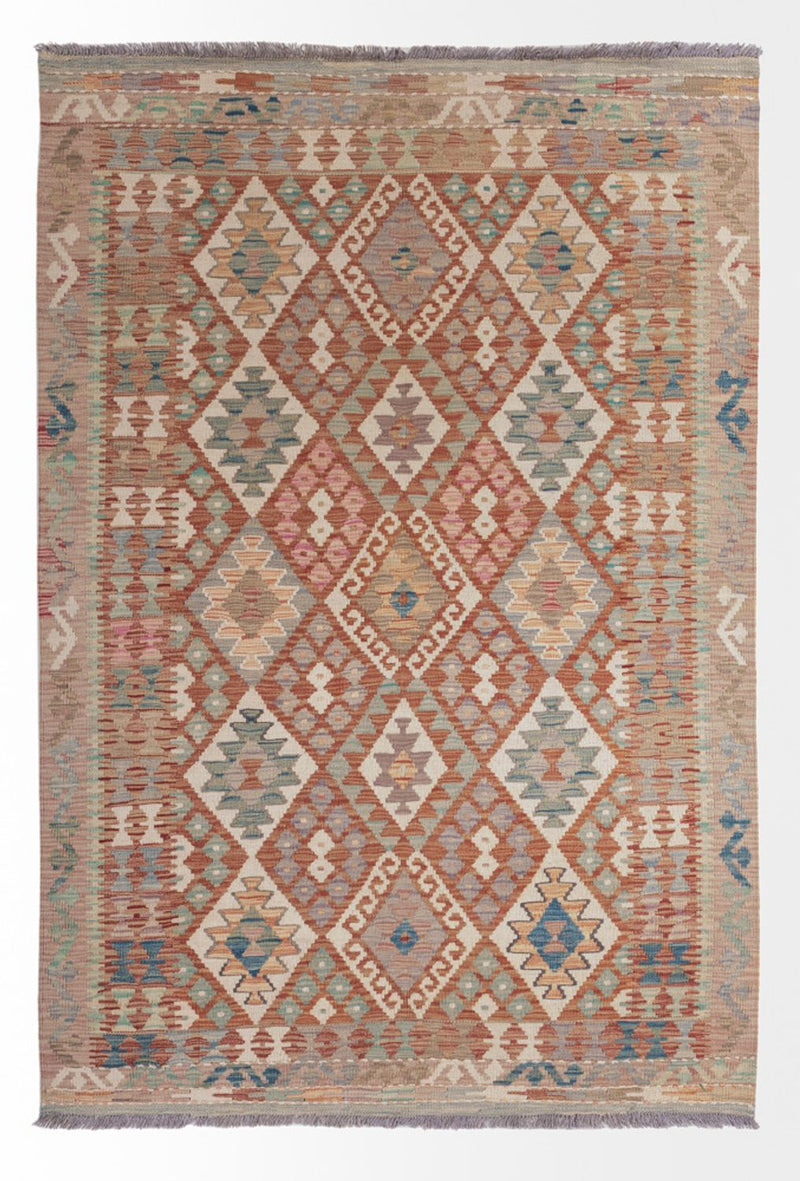 Tapis Kelim - Splash - 193 x 137 cm - multicolore