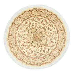 Tapis persan - Tabriz - Premium ronde  - 148 x 148 cm - beige
