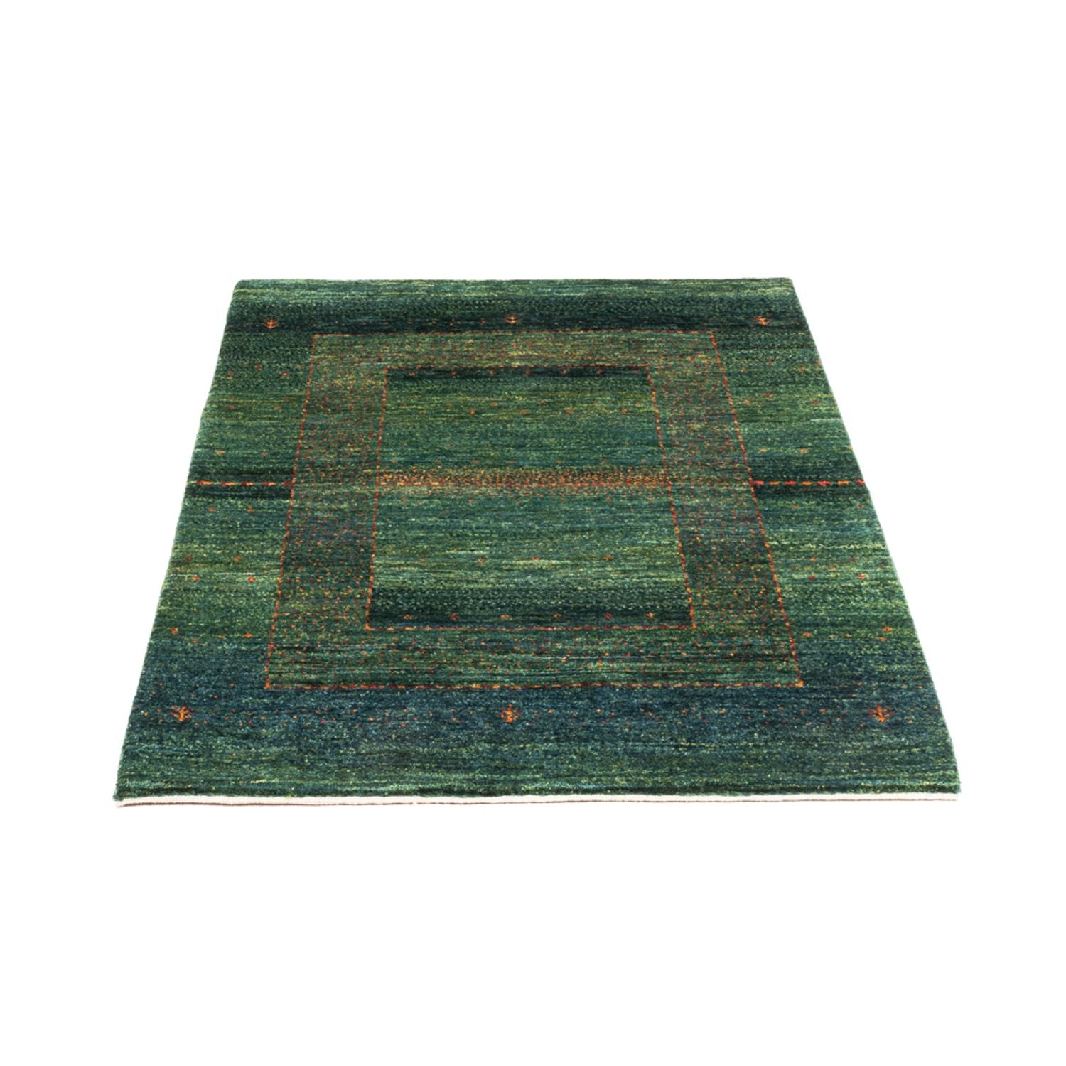 Gabbeh Teppich - Loribaft Perser - 111 x 83 cm - grün