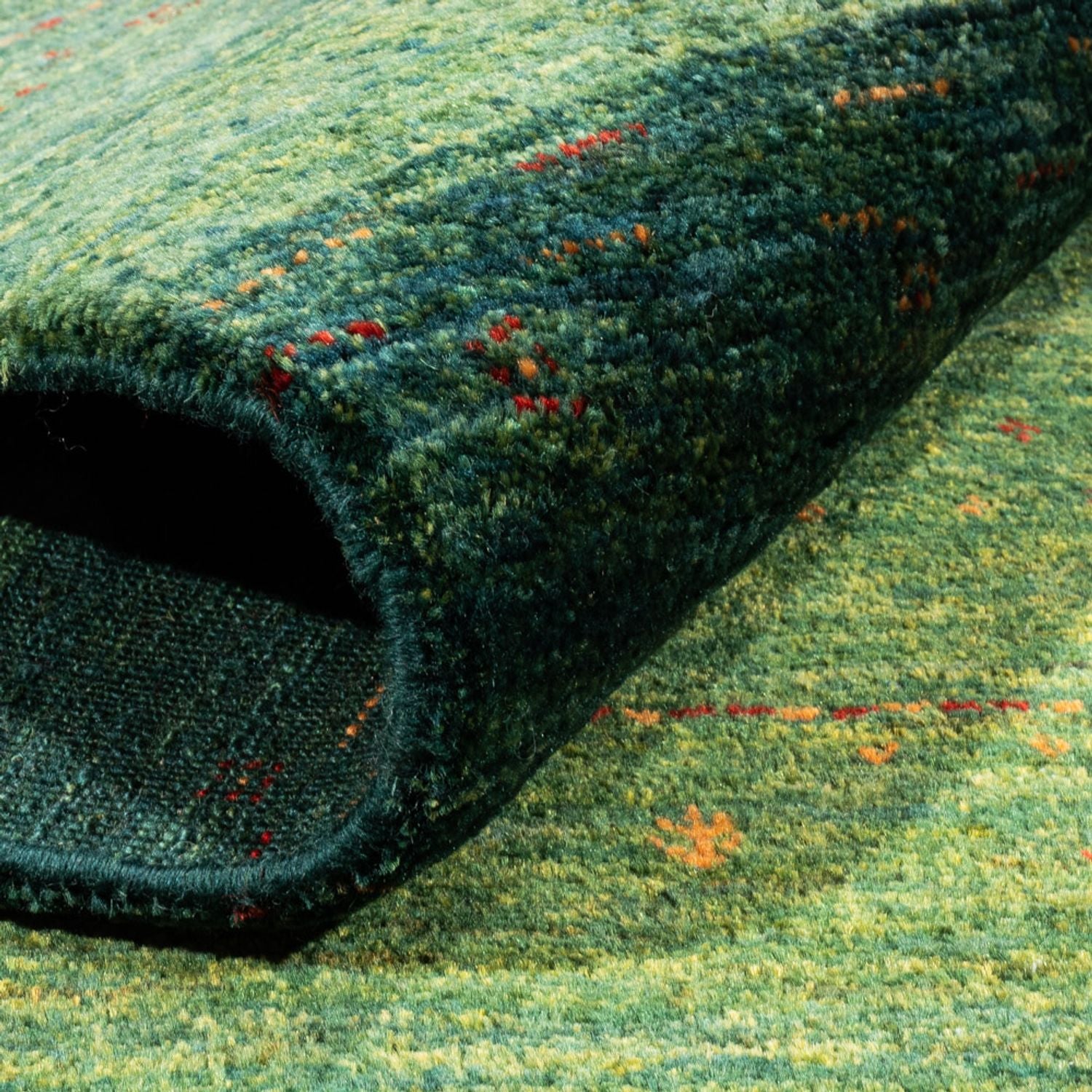 Gabbeh Teppich - Loribaft Perser - 191 x 152 cm - grün