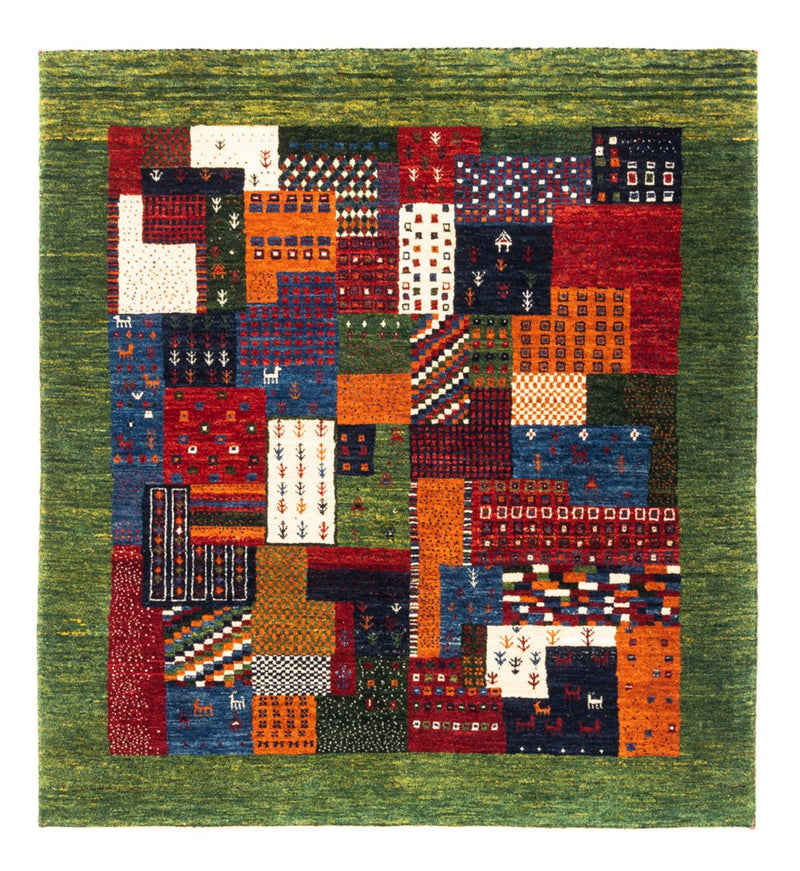 Tapis Gabbeh - Loribaft Persan - Royal carré  - 129 x 120 cm - multicolore