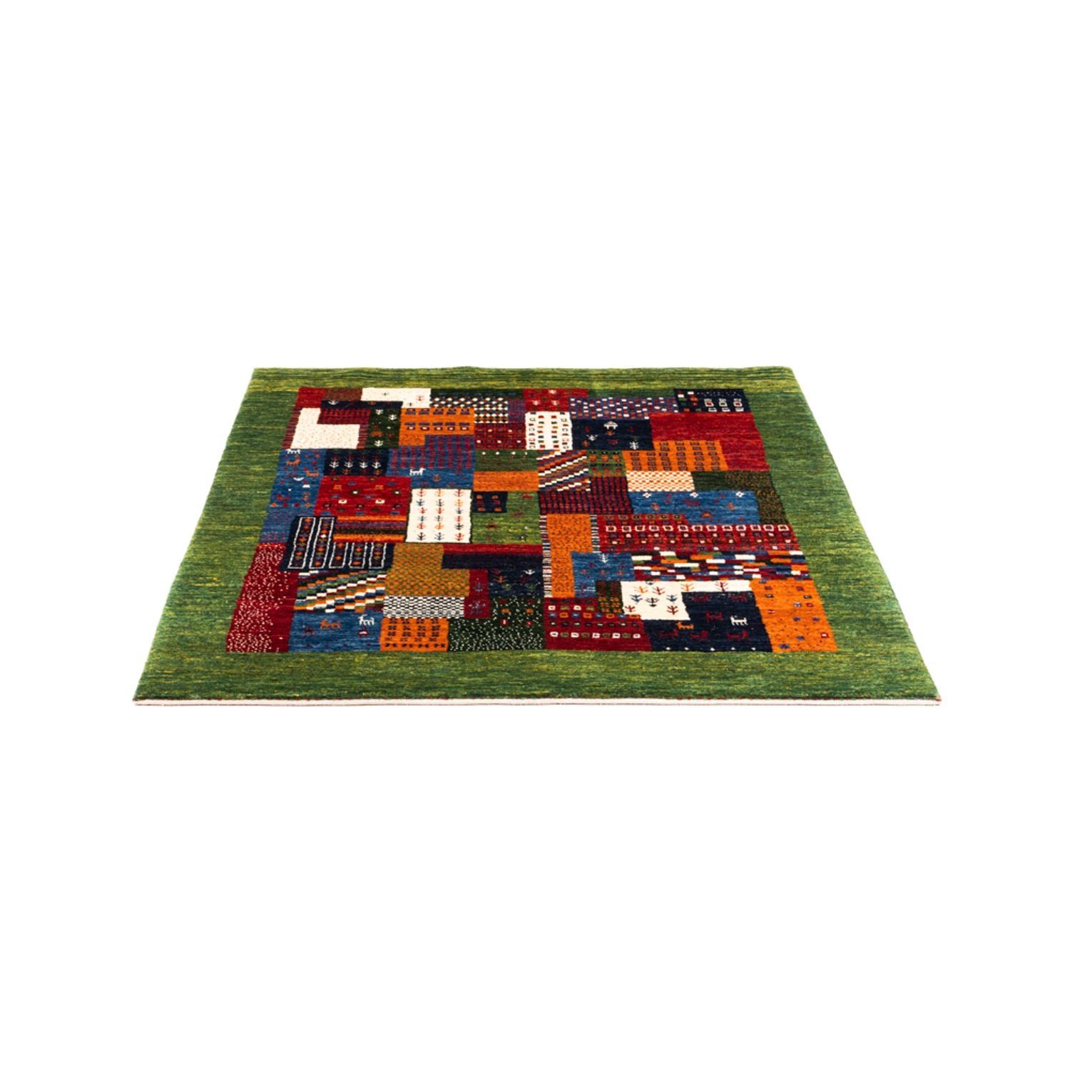 Tapis Gabbeh - Loribaft Persan - Royal carré  - 129 x 120 cm - multicolore