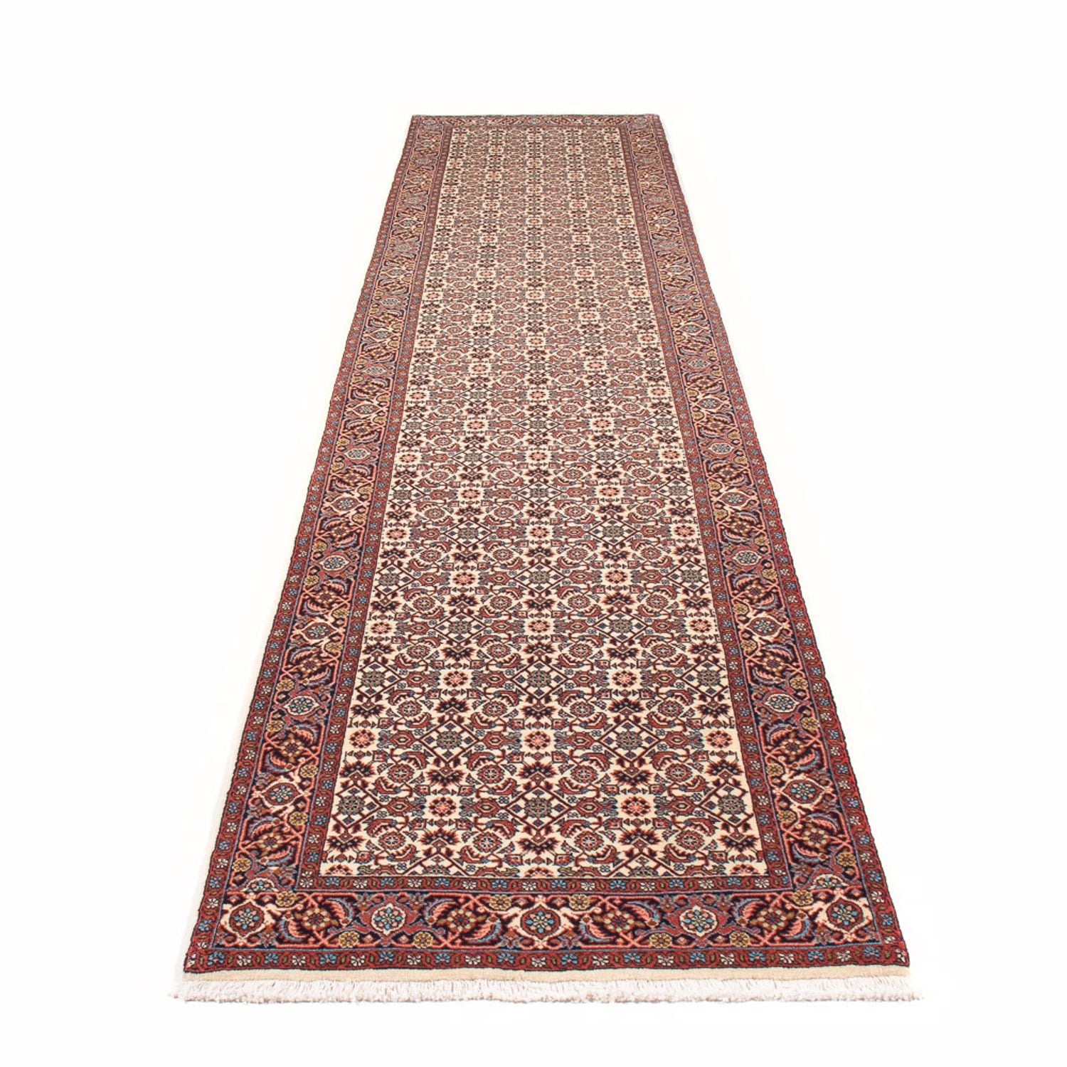 Tapis de couloir Tapis persan - Bidjar - 398 x 85 cm - beige