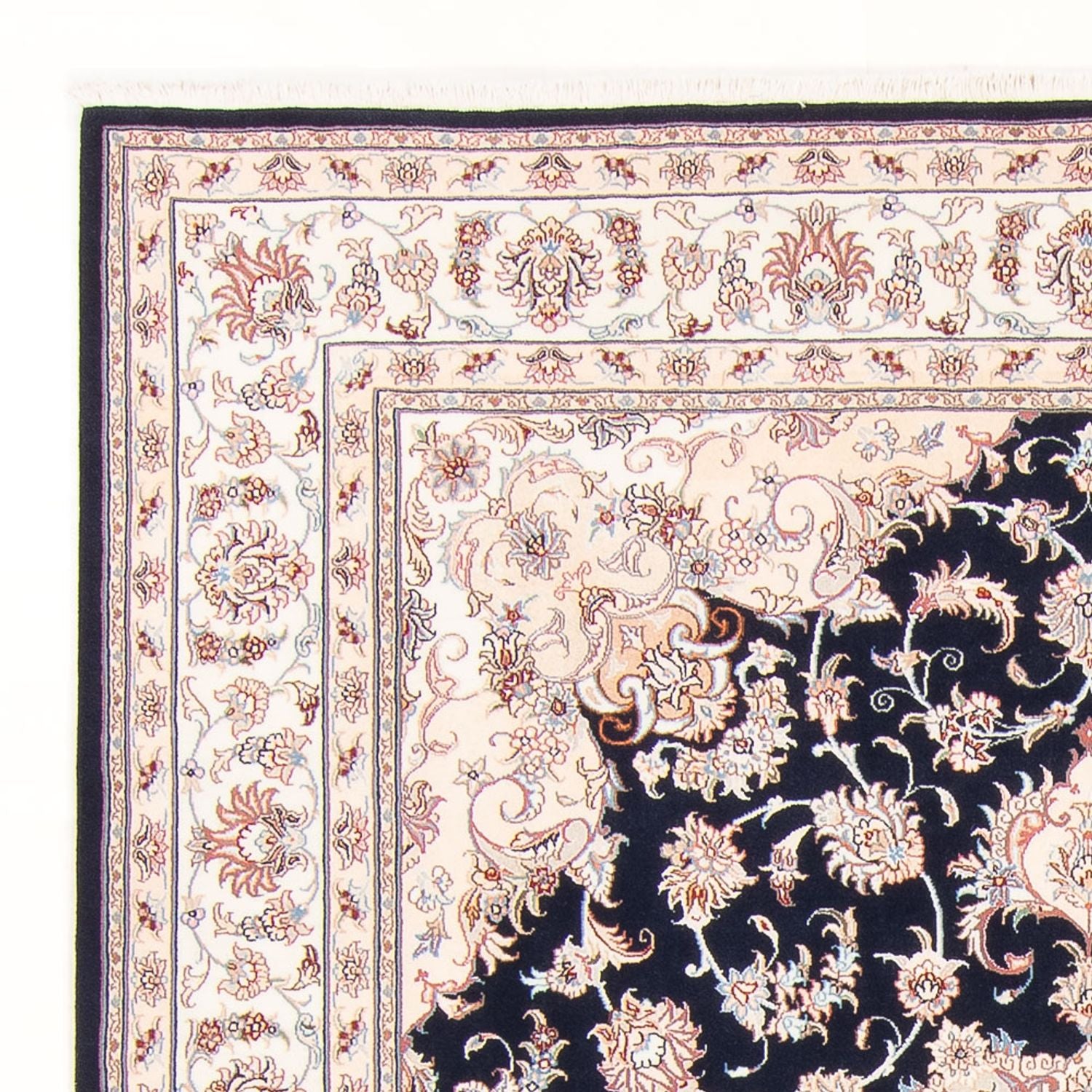 Tapis persan - Tabriz - Royal - 250 x 198 cm - bleu foncé
