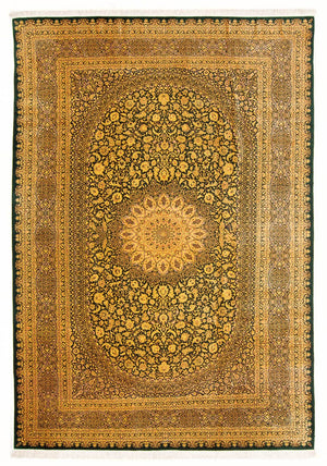 Seidenteppich - Ghom Seide - Premium - 294 x 196 cm - olivgrün