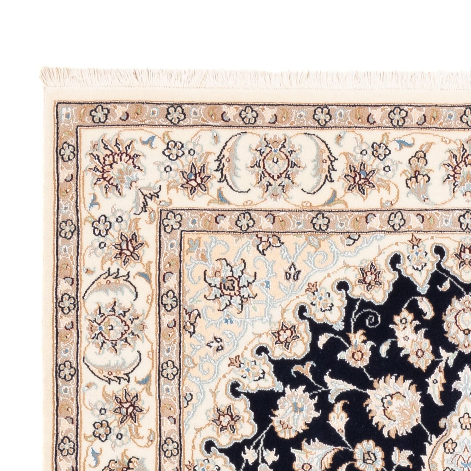 Tapis persan - Nain - Premium - 180 x 120 cm - bleu foncé