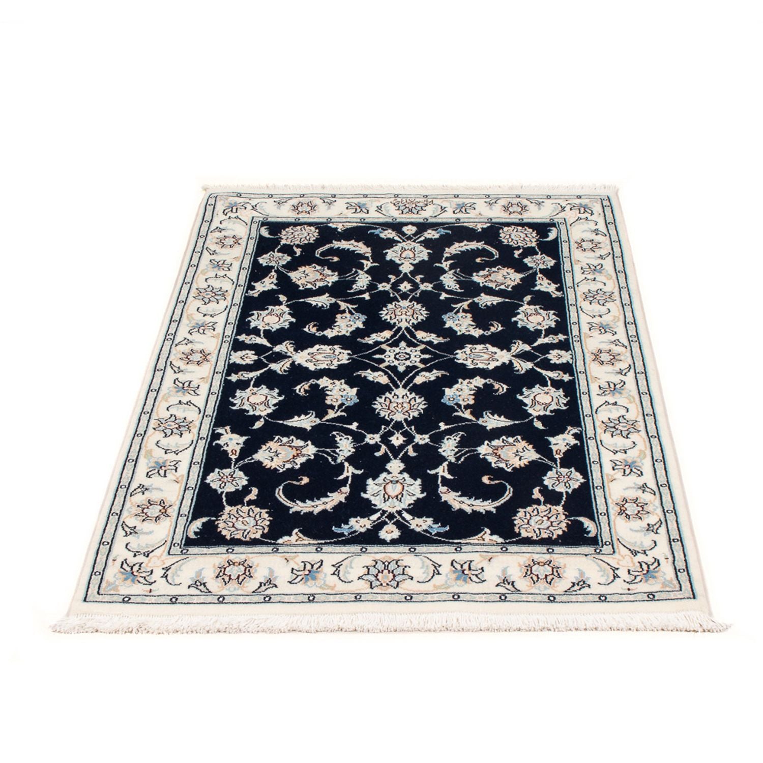 Tapis persan - Nain - Premium - 124 x 82 cm - bleu foncé