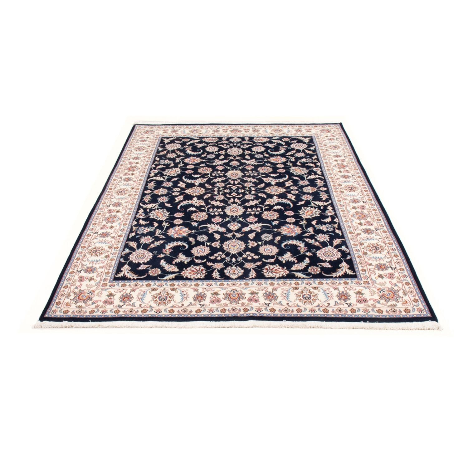 Tapis persan - Tabriz - Royal - 201 x 150 cm - bleu foncé