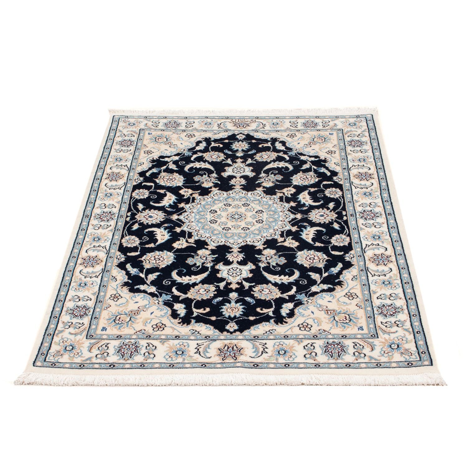 Tapis persan - Nain - Premium - 122 x 81 cm - bleu foncé