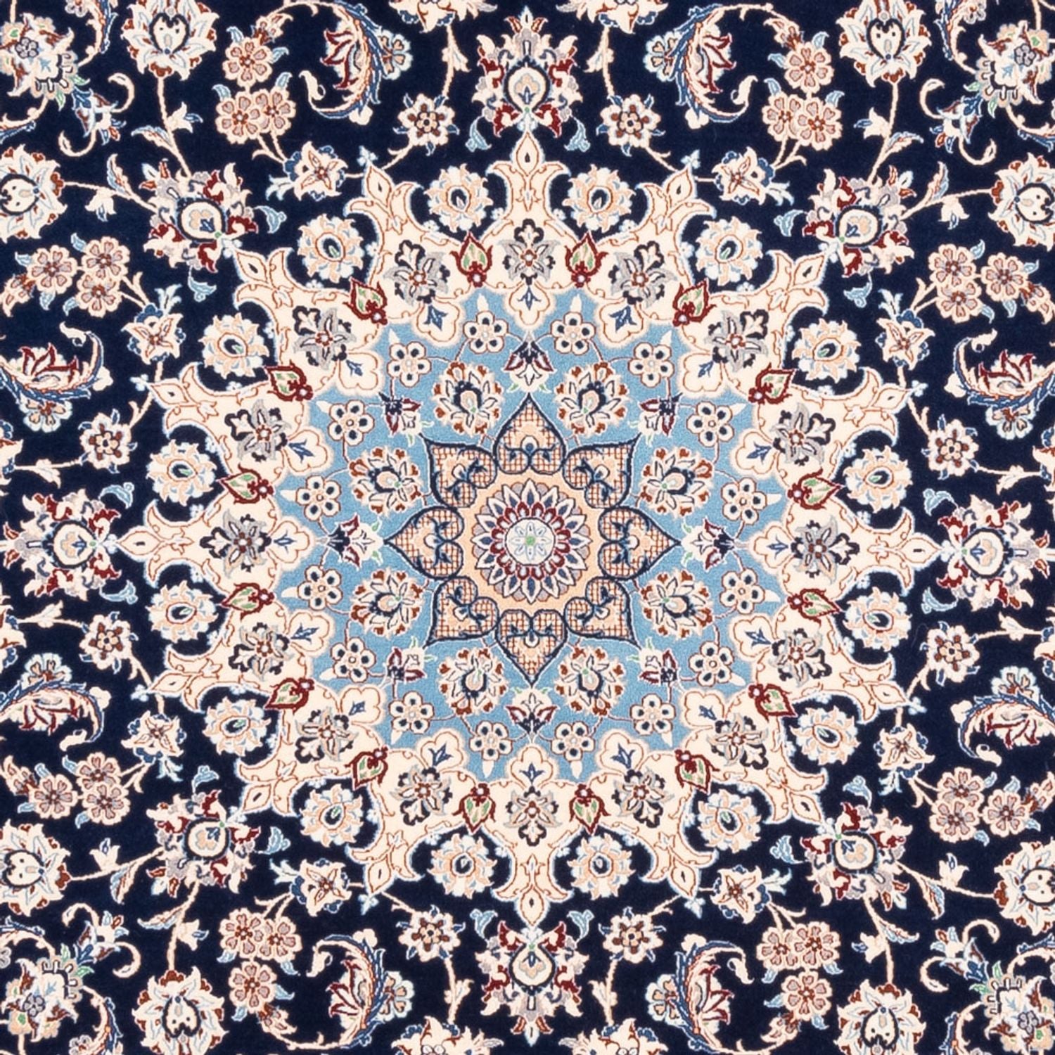 Tapis persan - Nain - Premium carré  - 212 x 212 cm - bleu foncé