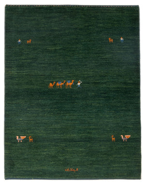 Tapis Gabbeh - Persan - 151 x 104 cm - vert foncé