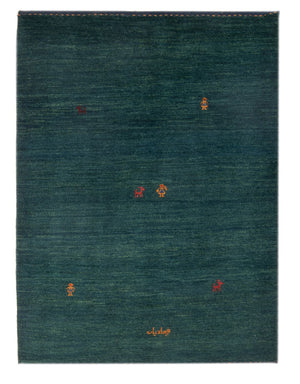 Tapis Gabbeh - Persan - 160 x 104 cm - bleu pétrole