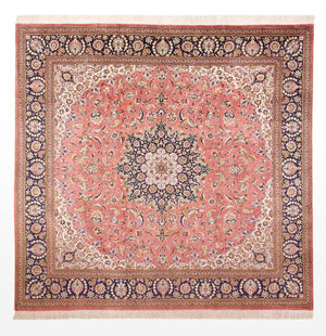 Tapis en soie - Ghom soie - Premium carré  - 247 x 247 cm - rouge clair