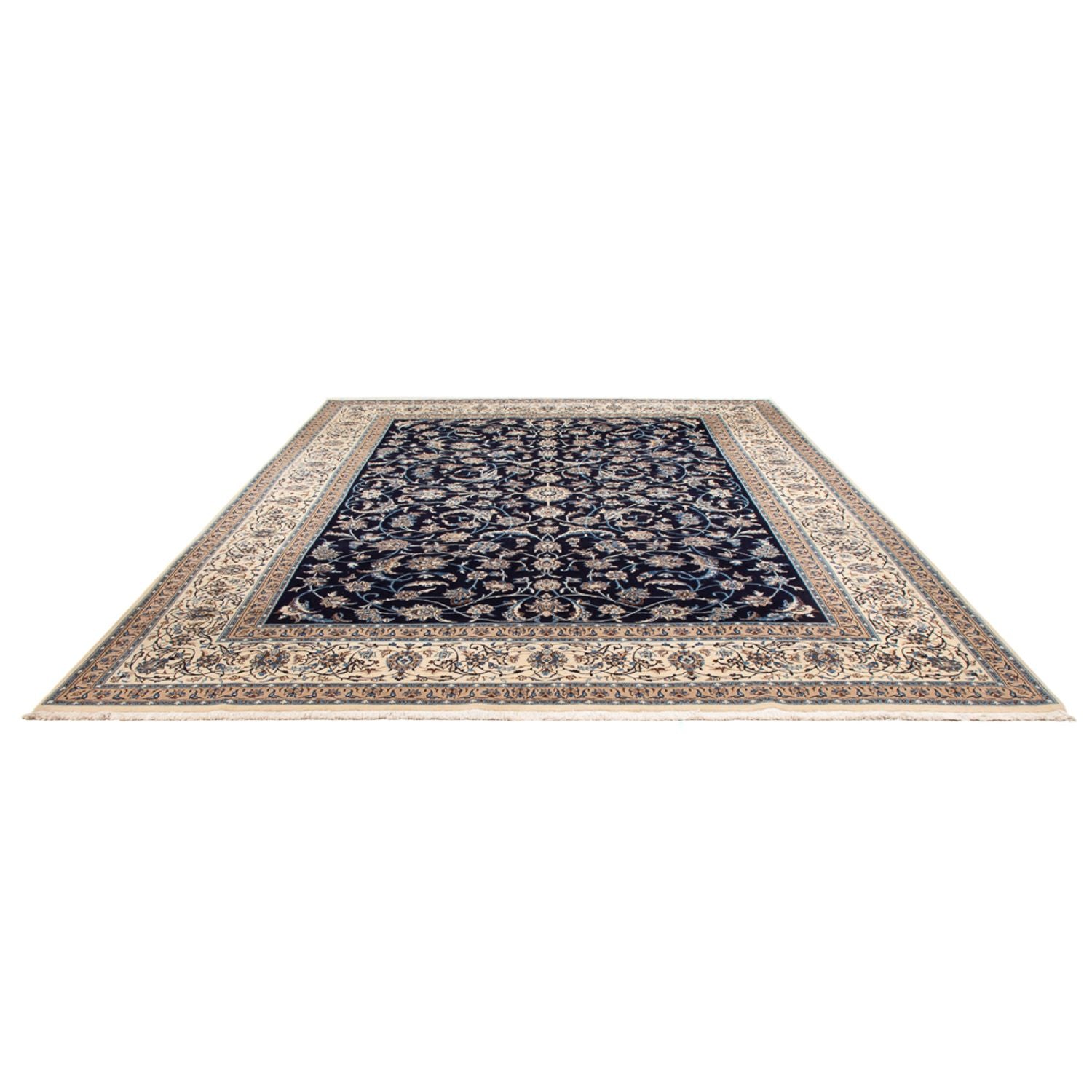 Tapis persan - Nain - 395 x 300 cm - bleu foncé