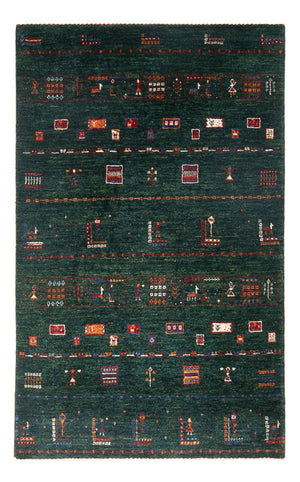 Tapis Gabbeh - Loribaft Persan - 136 x 85 cm - vert foncé