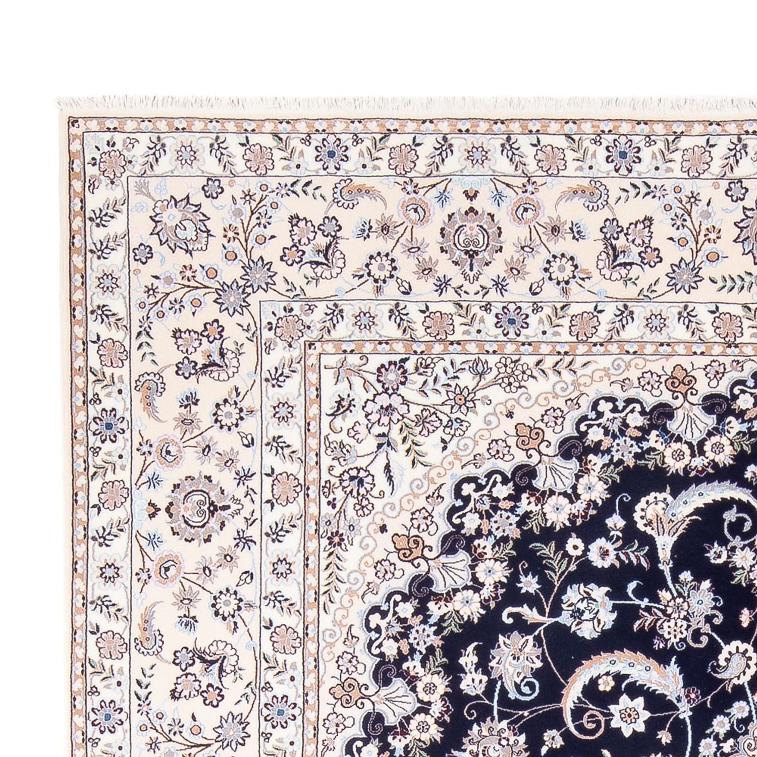 Tapis persan - Nain - Premium - 306 x 207 cm - bleu foncé