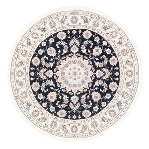 Tapis persan - Nain - Premium ronde  - 105 x 104 cm - bleu foncé