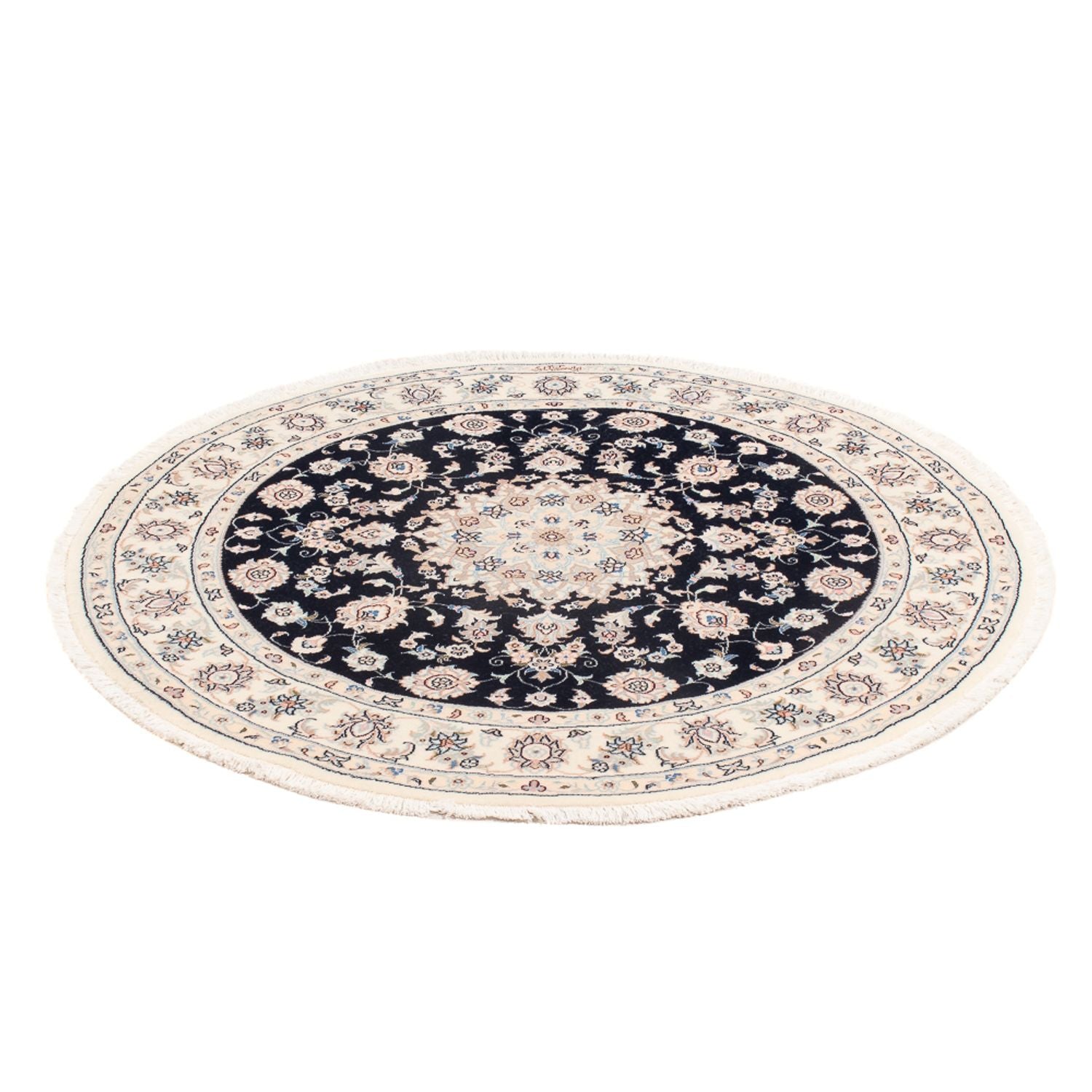 Tapis persan - Nain - Premium ronde  - 105 x 104 cm - bleu foncé