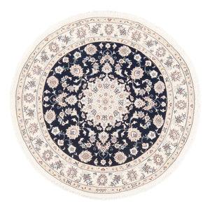 Tapis persan - Nain - Premium ronde  - 111 x 105 cm - bleu foncé