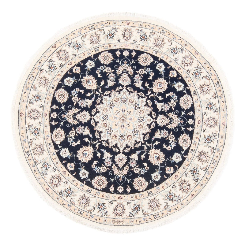 Tapis persan - Nain - Premium ronde  - 111 x 105 cm - bleu foncé
