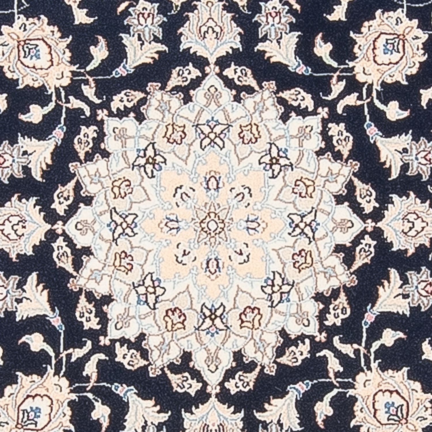 Tapis persan - Nain - Premium ronde  - 111 x 105 cm - bleu foncé