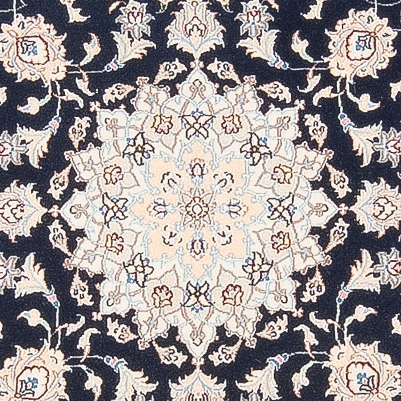 Tapis persan - Nain - Premium ronde  - 111 x 105 cm - bleu foncé