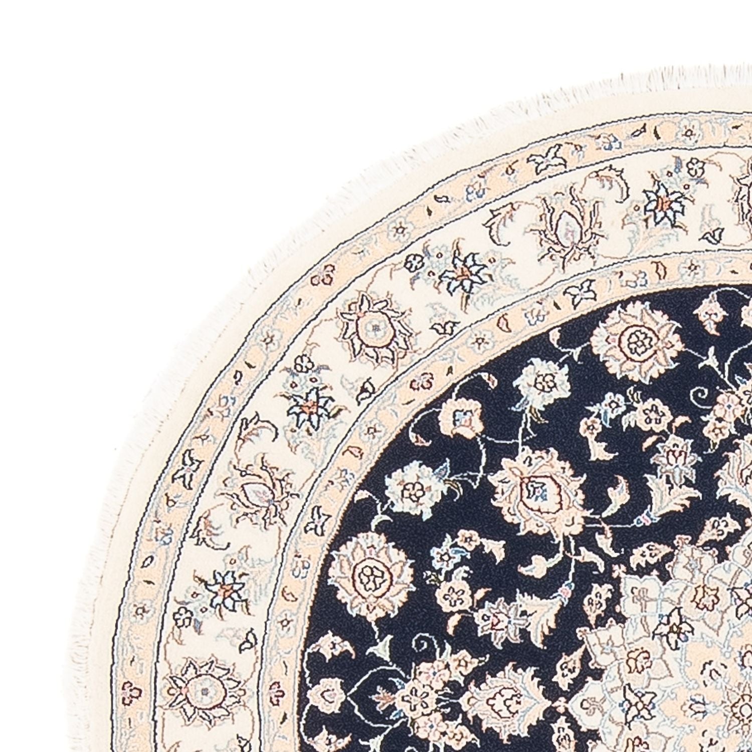 Tapis persan - Nain - Premium ronde  - 111 x 105 cm - bleu foncé